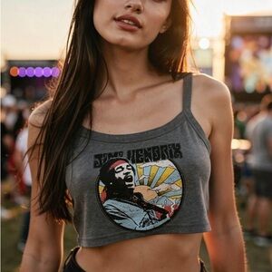 Authentic Hendrix Stylish Gray Graphic Crop Top